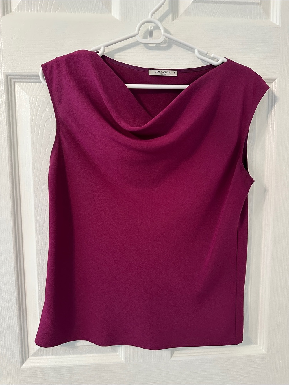 MM Lafleur Deep Pink Cowl-Neck Sleeveless Top